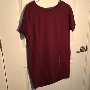 Banana Republic Maroon Zippered Shift Dress